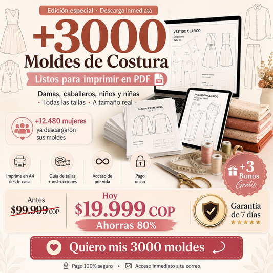 +3000 Moldes de Costura en PDF listos para imprimir